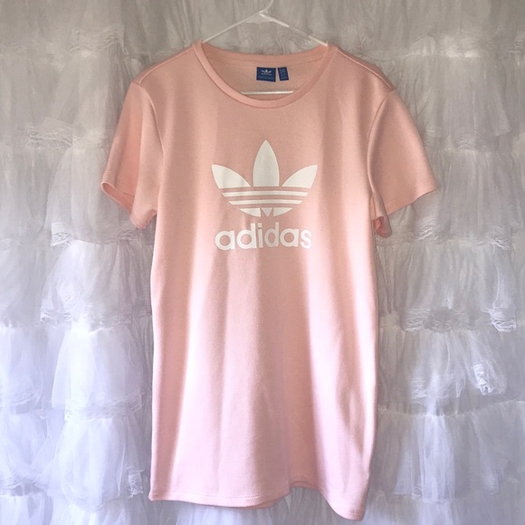 pink and white adidas dress